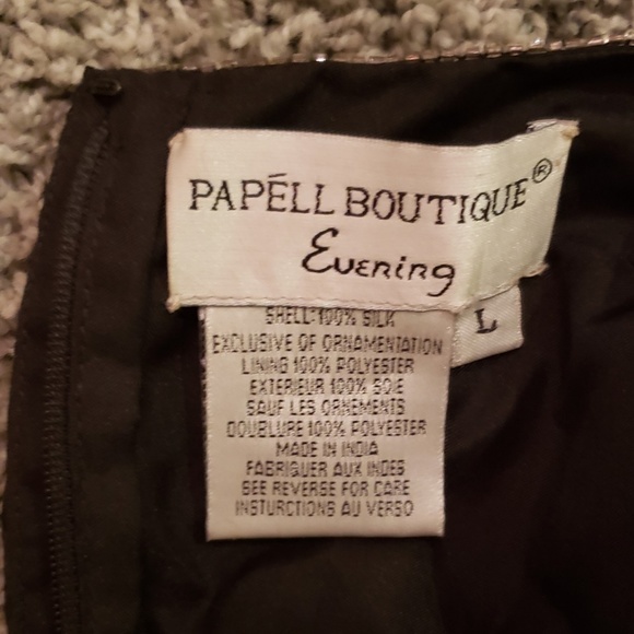 FINAL SALE black beaded silk top Adrianna Papell 1980s L - Picture 6 of 8